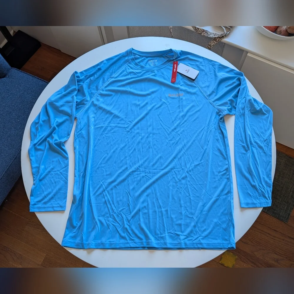 Men's Long Sleeve Moisturizer Wicking Rash Guard UV Swim Shirt - Picture 1 of 2